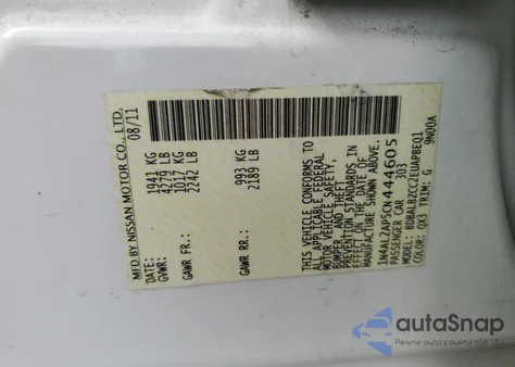 2012 Nissan Altima Base z USA, uszkodzony, nr VIN 1N4AL2AP5CN444605